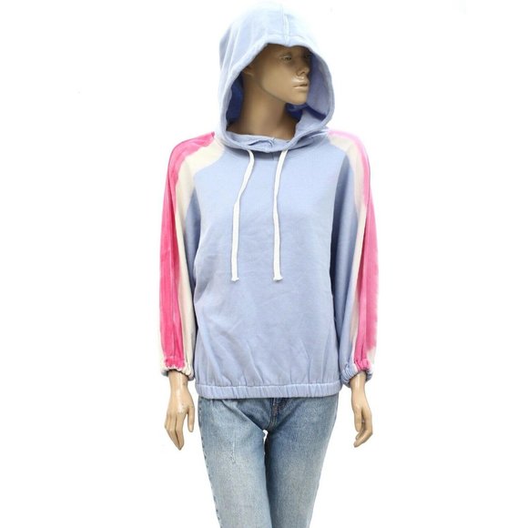 Anthropologie Striped Colorblock Hoodie Top Oversized Pullover Cotton S